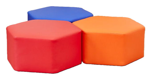 Large Hexagon Foam Seat-Modular Seating,Padded Seating,Seating,Wellbeing Furniture,Willowbrook-250mm (Early Years)-Set of 3-D81042-Learning SPACE