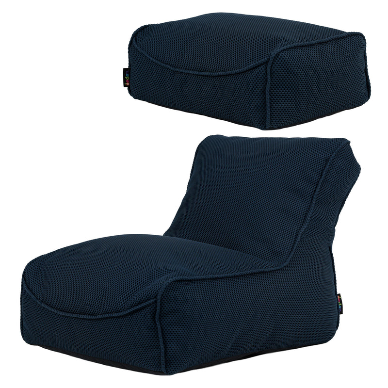 Large Study Lounger Bean Bag & Footstool Set, Navy Learning SPACE