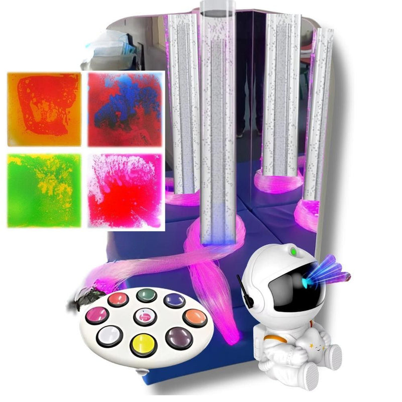 Connect Pro Portable Sound Reactive Sensory Room Corner with Fibre Optic Lighting, Hurricane Tube & Accessories, Sensory toy Learning SPACE