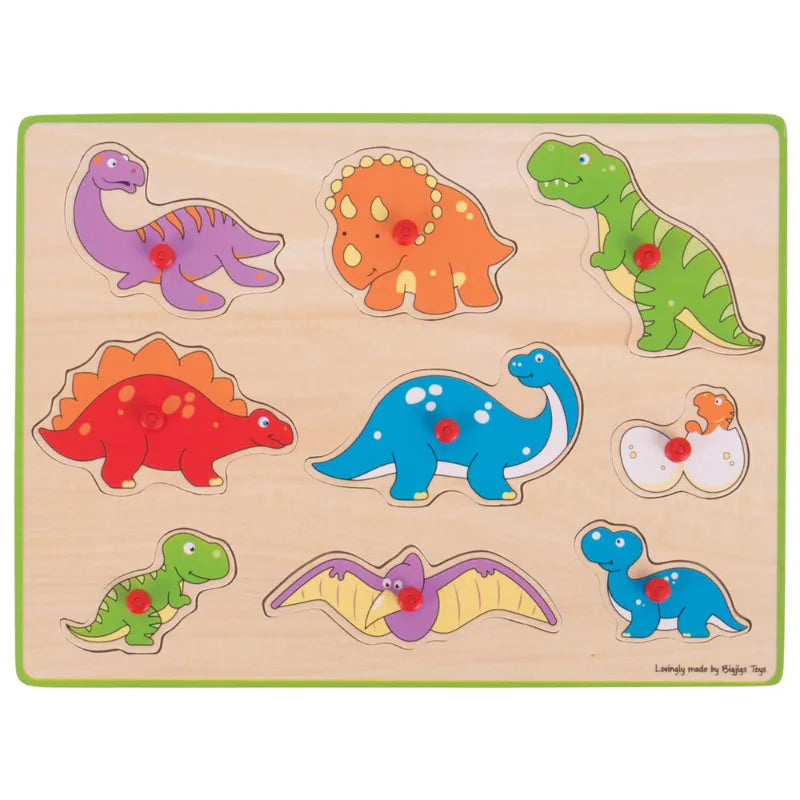 Lift Out Puzzle (Dinosaurs)-Bigjigs Toys,Dinosaurs. Castles & Pirates,Games & Toys,SCOTEXCEL,Sound. Peg & Inset Puzzles,Wooden Toys-Learning SPACE