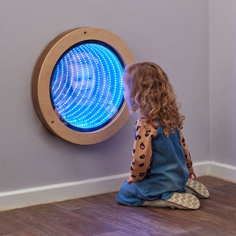 Light Up Circular Infinity Mirror 50cm-AllSensory, Baby Sensory Toys, Baby Soft Play and Mirrors, Discontinued, Early Years Sensory Play, Sensory Mirrors, Sensory Seeking, Stock, TTS Toys-Learning SPACE