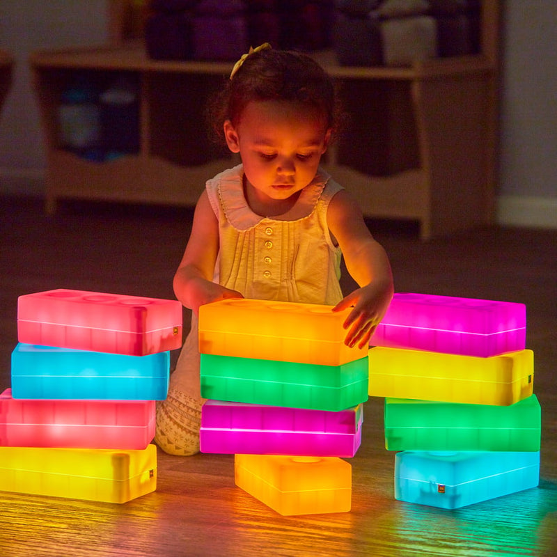 Light Up Glow Construction Bricks 12pk, Learning SPACE
