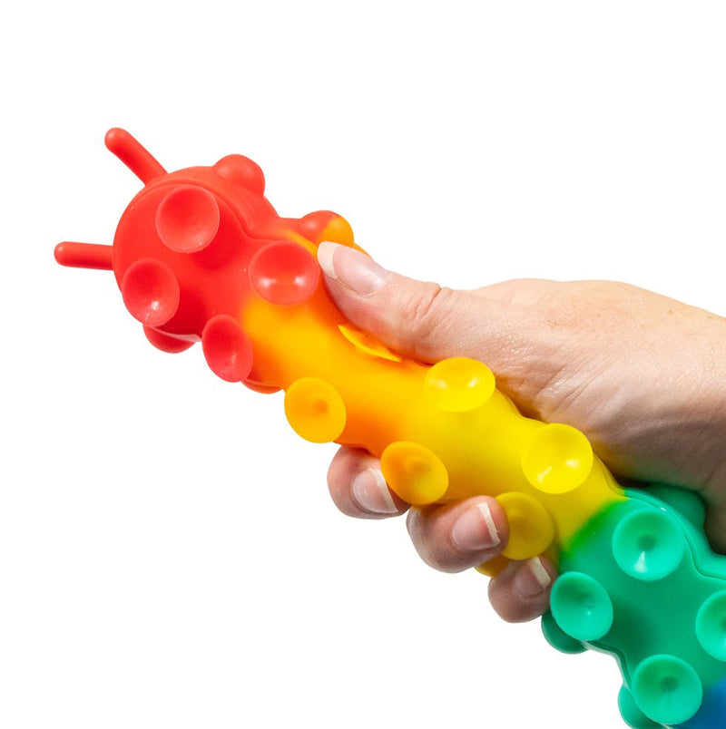 Light Up Suction Push Popper Rainbow Caterpillar, Learning SPACE