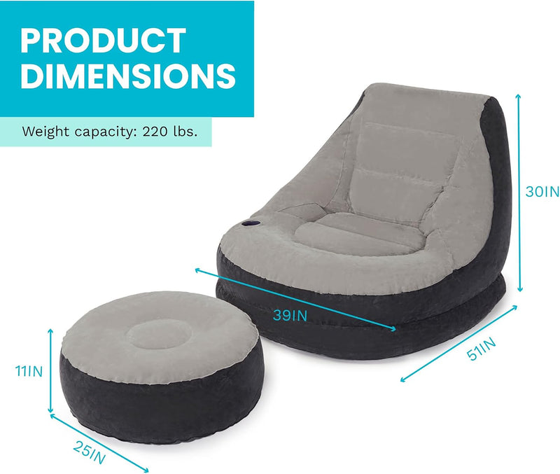 Loungin' Around Ultra Lounge with Ottoman - Grey