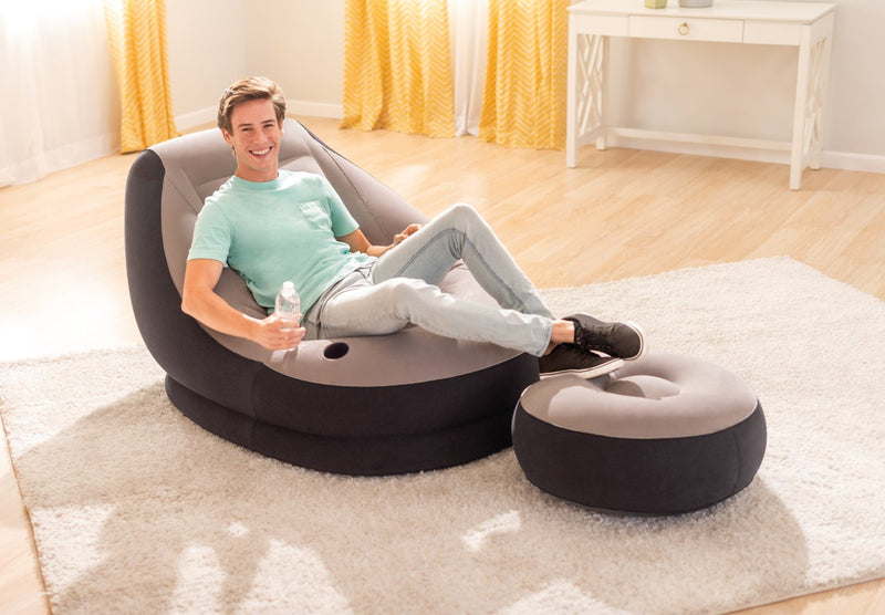 Loungin' Around Ultra Lounge with Ottoman - Grey