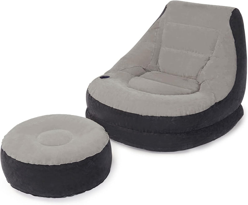 Loungin' Around Ultra Lounge with Ottoman - Grey