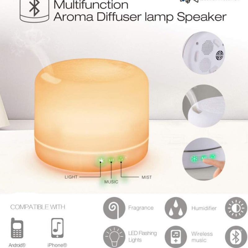 Lumina Colour Changing Aroma Diffuser - with Bluetooth Speakers, Learning SPACE
