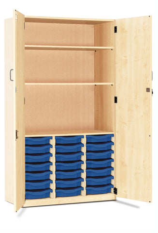 21 Single Tray Storage Cupboard-Cupboards, Cupboards With Doors, Storage, Storage Bins & Baskets, Trays, Wellbeing Furniture-Maple-Learning SPACE