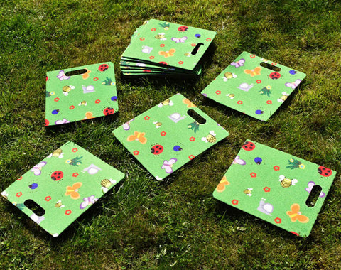 MIni Beast Pads - Set of 16-Bean Bags & Cushions, Calmer Classrooms, Classroom Packs, Cushions, Forest School & Outdoor Garden Equipment, Helps With, Nature Sensory Room, Sensory Flooring, Sensory Garden, Sit Mats, Square, Wellbeing Furniture, World & Nature-H1106-Learning SPACE