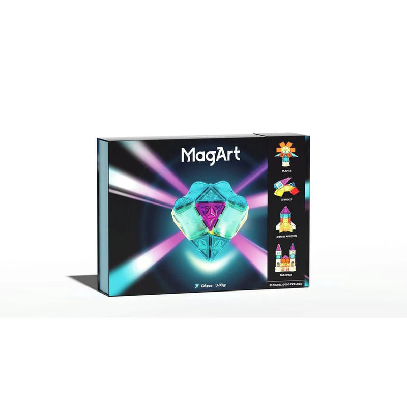 MagArt Building Set with Magnetic Tiles 108pcs, Learning SPACE