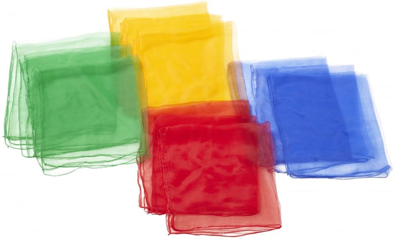 Magic Scarves - Set of 12 (4 Colours) Sensory Fabrics, Learning SPACE