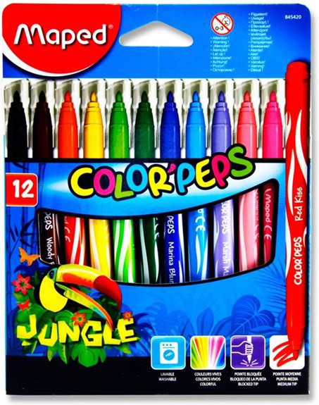 Maped Color'peps Jungle Colour Markers - Pk 12, Learning SPACE