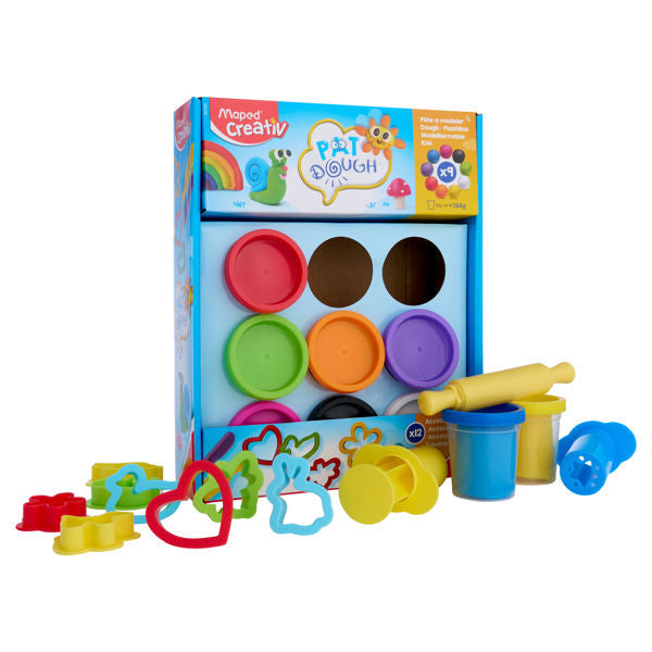 Maped Creativ Play Dough Set - 9 x 56g Pots & Accessories, Learning SPACE