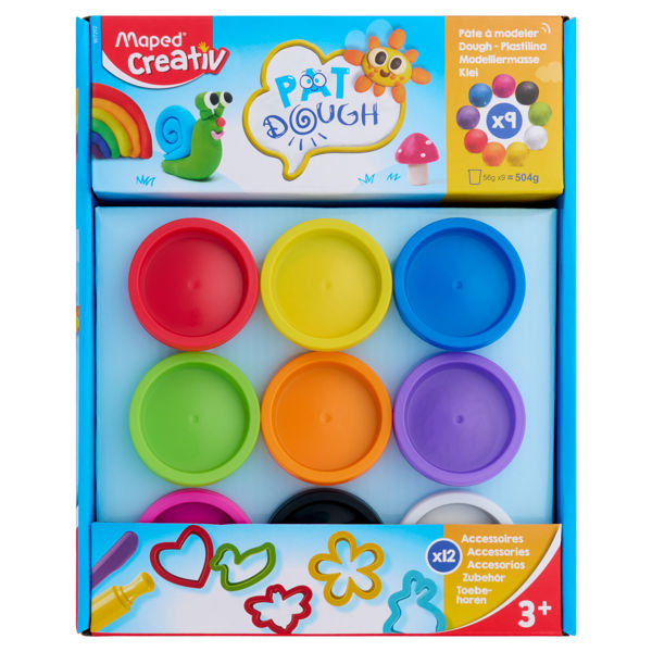 Maped Creativ Play Dough Set - 9 x 56g Pots & Accessories, Learning SPACE