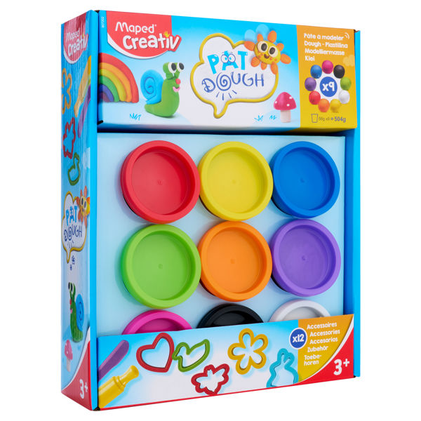 Maped Creativ Play Dough Set - 9 x 56g Pots & Accessories, Learning SPACE
