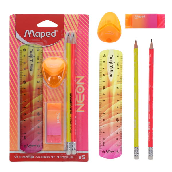 Maped Neon 5-Piece Stationery Kit, Learning SPACE