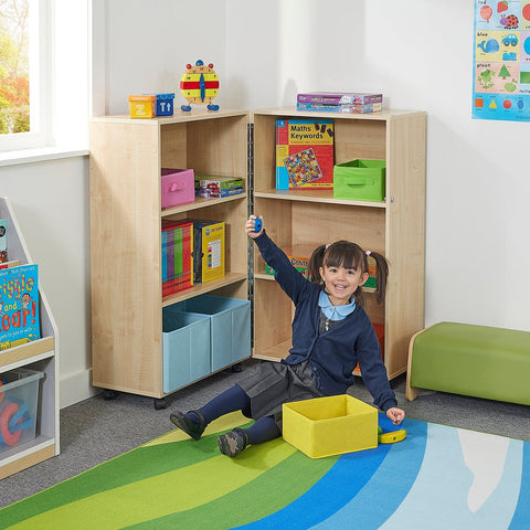 Maple Mobile Fold Away Bookcase-Bookcases,Classroom Furniture,Furniture,Profile Education,Trolleys,Wellbeing Furniture-Learning SPACE