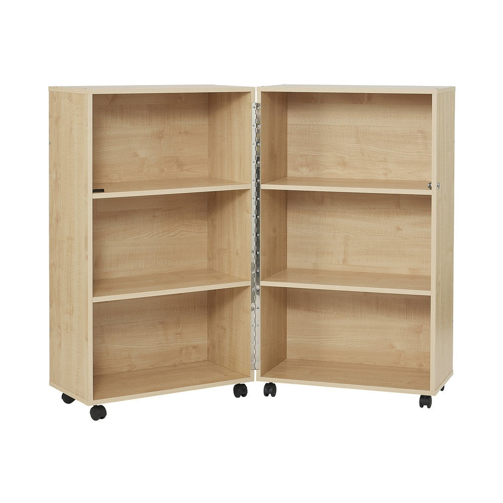 Maple Mobile Fold Away Bookcase-Bookcases,Classroom Furniture,Furniture,Profile Education,Trolleys,Wellbeing Furniture-Learning SPACE