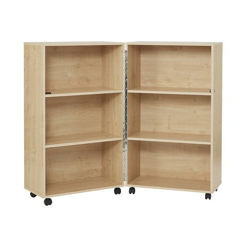 Maple Mobile Fold Away Bookcase-Bookcases,Classroom Furniture,Furniture,Profile Education,Trolleys,Wellbeing Furniture-Learning SPACE