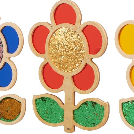 Mark Making Sequin Mirror and Daisy Frames, Sensory Room Walls, Red Learning SPACE
