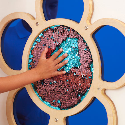 Mark Making Sequin Mirror and Daisy Frames, Sensory Room Walls, Learning SPACE