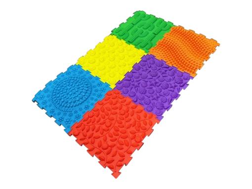 Massage Puzzle Floor Tiles - 6 Bright Colours, Learning SPACE