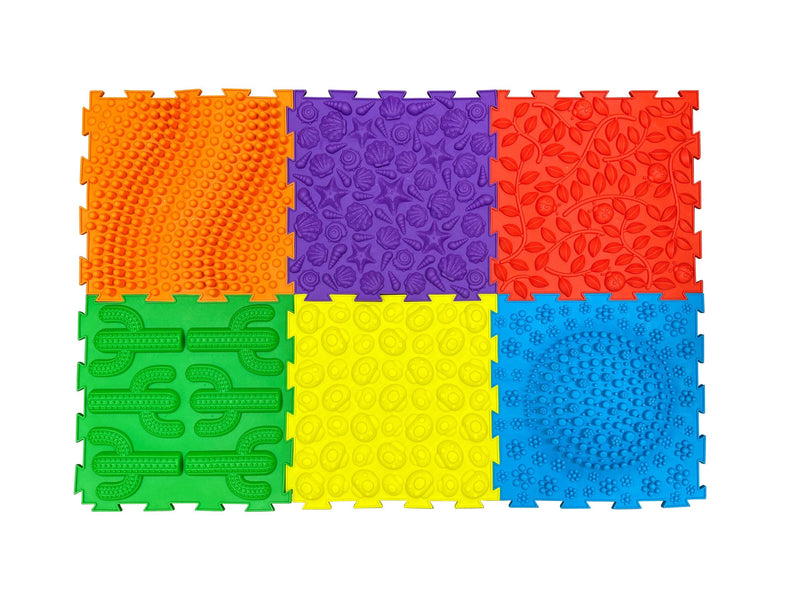 Massage Puzzle Floor Tiles - 6 Bright Colours, Learning SPACE