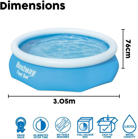 Medium Fast Set Pool (10Ft)-Bestway,Seasons,Stock,Summer,Swimming Pools-Learning SPACE
