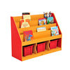 Milan Tiered Bookcases with 3 Coloured Trays-Bookcases, Classroom Displays, Classroom Furniture, Shelves, Storage, Storage Bins & Baskets, Wellbeing Furniture-Red-Learning SPACE