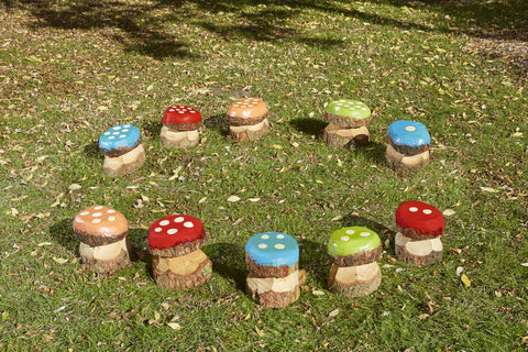 Mini Mushroom Number Seats (10Pk)-Children's Wooden Seating, Cosy Direct, Puppets & Theatres & Story Sets, Seating, Toddler Seating-Learning SPACE