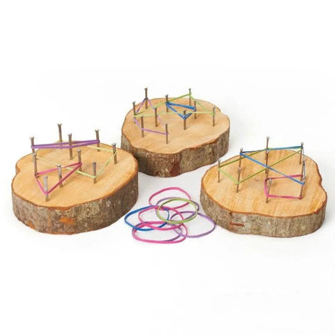 Mini Rustic Geo Boards (3Pk)-Cosy Direct, Fine Motor Skills, Memory Pattern & Sequencing, Wooden Toys-31545-Learning SPACE