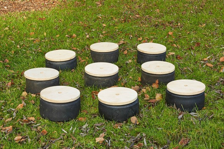 Mini Tyre Stepping Circles (10Pk)-Cosy Direct,Cosy Outdoor,Gross Motor and Balance Skills,Outdoor Play,Stepping Stones-Learning SPACE