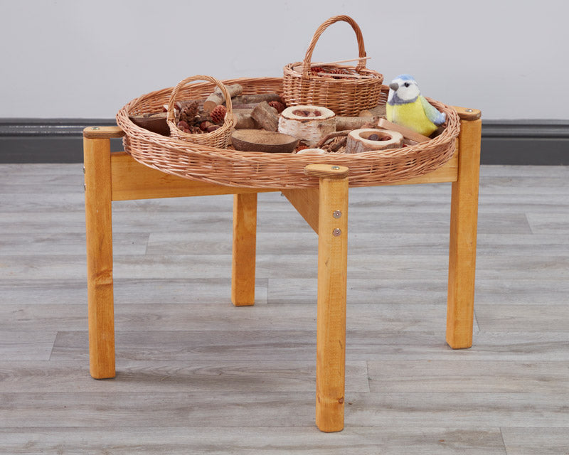 Mirror and Wicker Tray Wooden Stand-Cosy Direct,Storage,Trays,Wellbeing Furniture-Learning SPACE