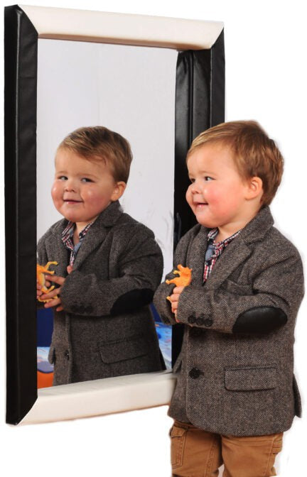 Mirror with Soft Frame (750x 550mm sq), Black/White Learning SPACE