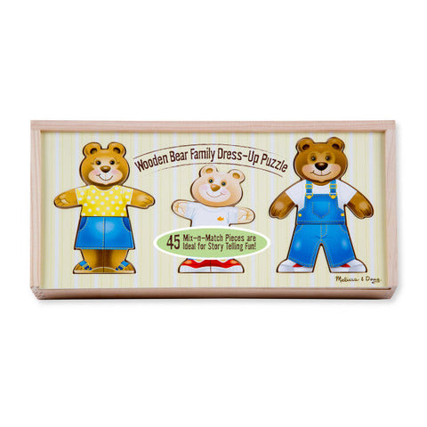 Mix 'n Match Wooden Bear Family Dress-Up Puzzle-13-99 Piece Jigsaw, Dress Up Costumes & Masks, Imaginative Play, Maths, Primary Maths, Shape & Space & Measure, Sound. Peg & Inset Puzzles, Wooden Toys-Learning SPACE