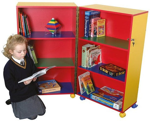 Mobile Fold Away Bookcase-Bookcases,Classroom Furniture,Furniture,Profile Education,Reading Area,Storage,Trolleys,Wellbeing Furniture-Learning SPACE