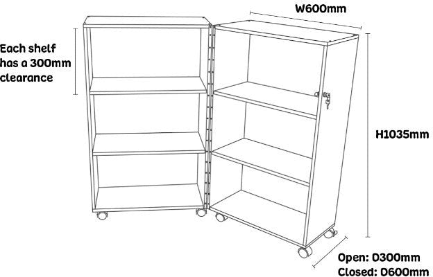 Mobile Fold Away Bookcase, Learning SPACE