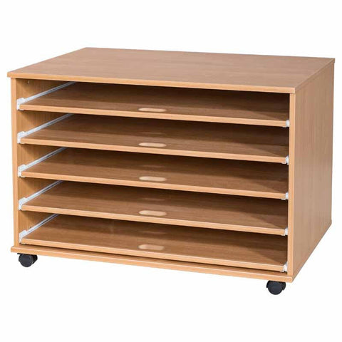 Mobile Sliding 5 Shelf A1 Paper Storage, Beech Learning SPACE
