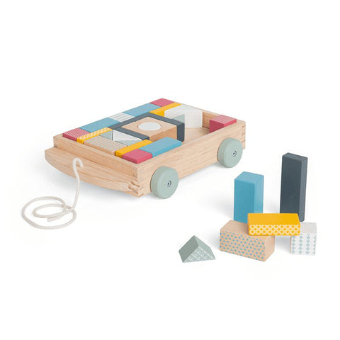 Montessori Wooden Pull Cart with Blocks-Bigjigs Toys,Christmas,Christmas 2024,Maths,Primary Maths,SCOTEXCEL,Shape & Space & Measure,Strength & Co-Ordination,Wooden Toys-Learning SPACE