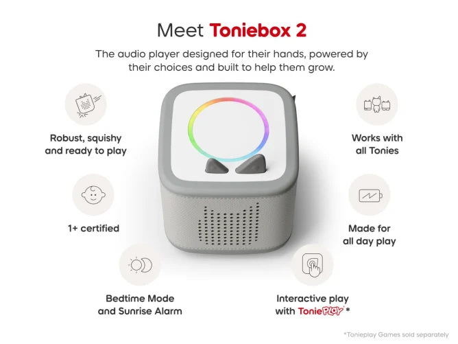 Moon Grey Toniebox 2 – Screen-Free Audio Player, Learning SPACE