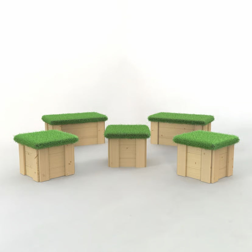 Moveable Artificial Grass-Topped Seat Package-Children's Wooden Seating,Modular Seating,Outdoor Seating,Seating,Toddler Seating-Learning SPACE