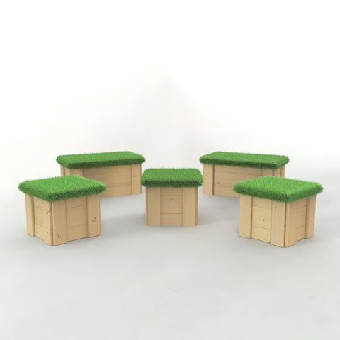 Moveable Artificial Grass-Topped Seat Package-Children's Wooden Seating,Modular Seating,Outdoor Seating,Seating,Toddler Seating-Learning SPACE