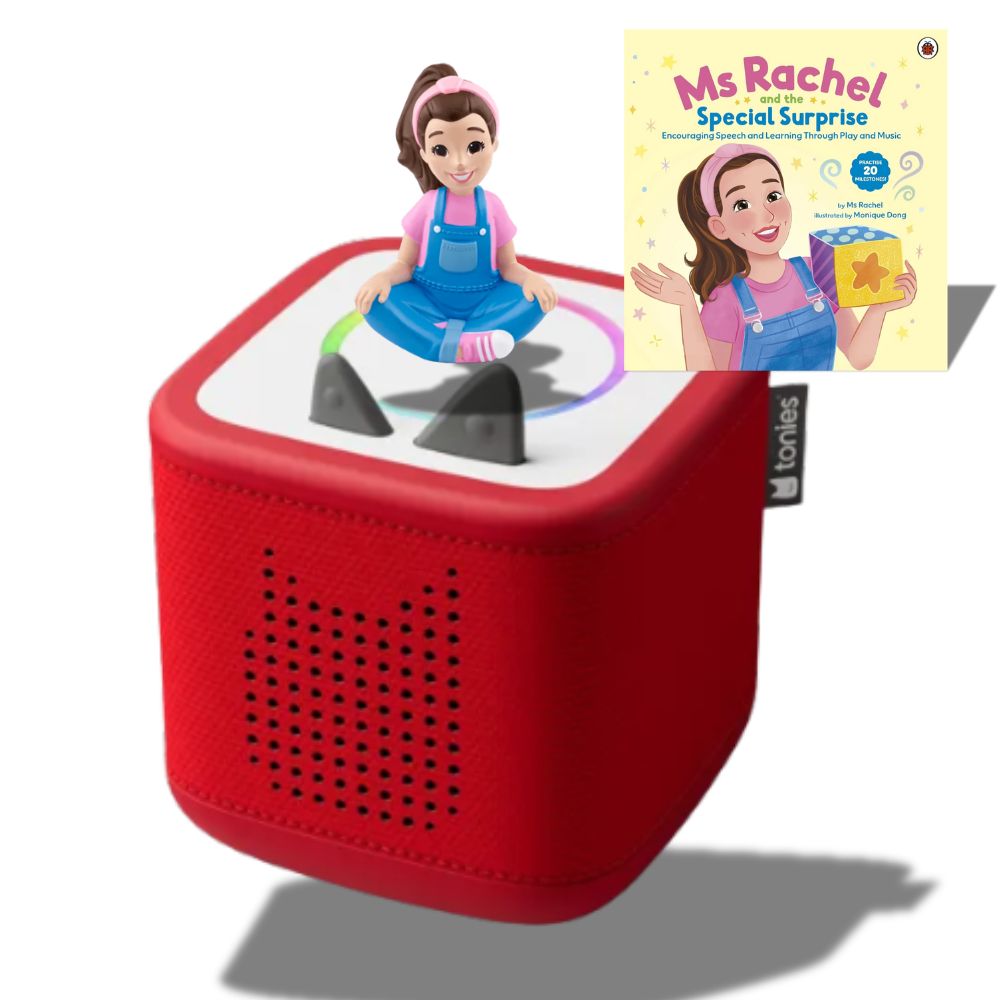 Ms Rachel Tonie Bundle with Book and Audio Figure-Early Reading Books,Early Years Literacy,Gifts For 1 Year Olds,Gifts For 2-3 Years Old,Gifts For 3-5 Years Old,Gifts For 6-12 Months Old,Ms Rachel,Reading Area,Reading Den,Sound,Tonies-Learning SPACE