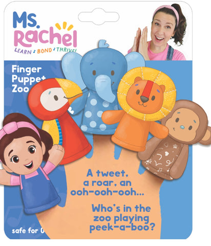 Ms. Rachel Zoo Song Finger Puppet Set-Baby & Toddler Gifts,Baby Sensory Toys,Baby Soft Toys,Baby Toys,Calming & Anxiety,Calming and Relaxation,Comfort Toys,Games & Toys,Ms. Rachel,Puppets & Theatres & Story Sets-Learning SPACE