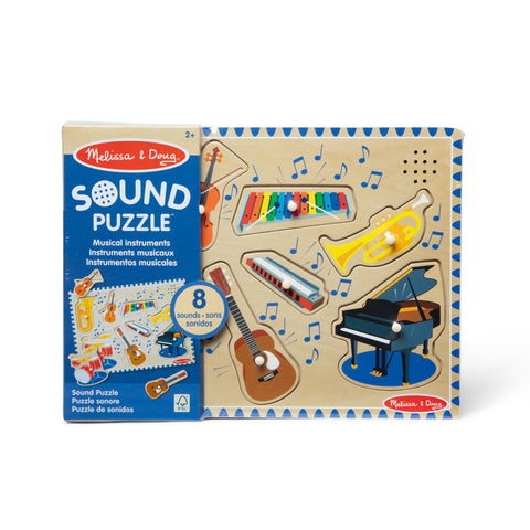 Musical Instruments Sound Puzzle - Wooden Peg Puzzle with Light-Activated Sounds (8 pcs)-Calming & Anxiety,Imaginative Play,Melissa & Doug,Play Food,Role Play,Schedules & Routines,Sound. Peg & Inset Puzzles,Transitions and Routines-Learning SPACE