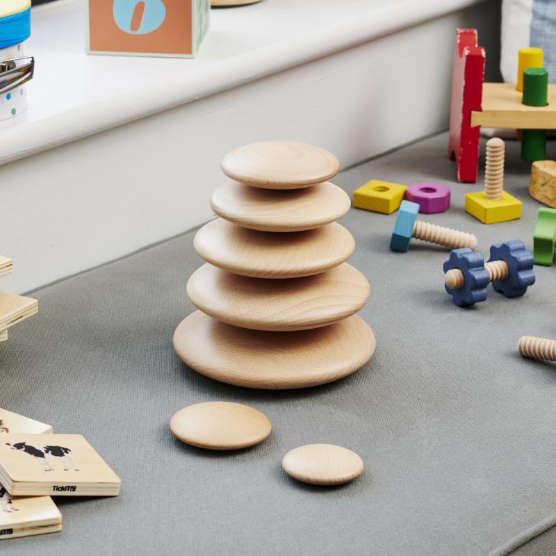 Natural Wooden Buttons Set of 7, Learning SPACE