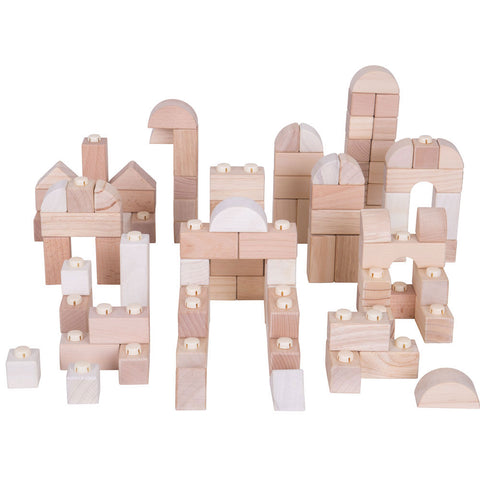 Natural Wooden Click Blocks (100 Pieces)-Baby Wooden Toys,Bigjigs Toys,Building Blocks,Dropship,SCOTEXCEL,Wooden Toys-Learning SPACE