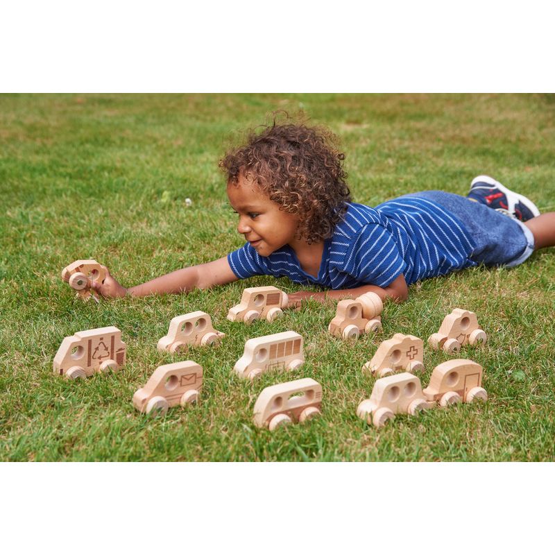 Natural Wooden Vehicles Set (12Pk), Learning SPACE