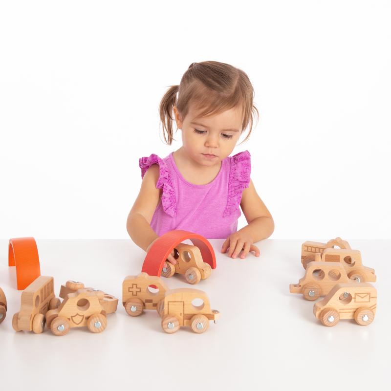 Natural Wooden Vehicles Set (12Pk), Learning SPACE