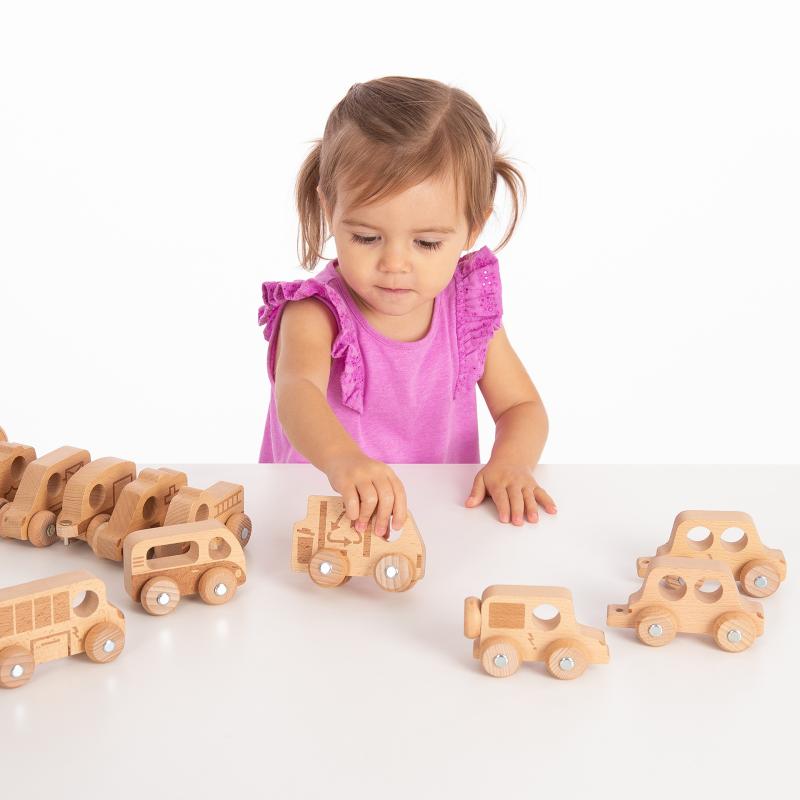 Natural Wooden Vehicles Set (12Pk), Learning SPACE